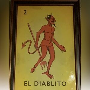 Yellow & Red Devil Wall Art La Loteria Prints-  New Framed DIABLITO